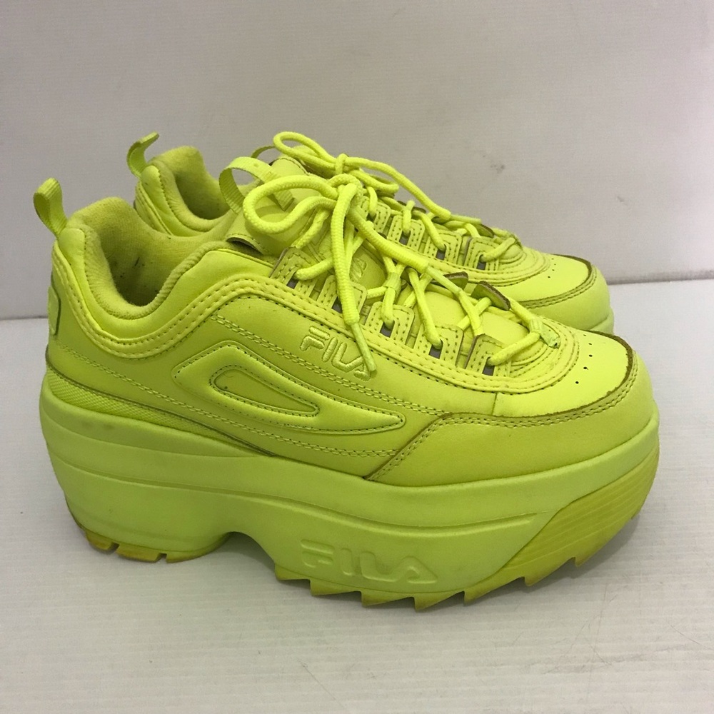 Fila Women's Disruptor II Wedges Safety Neon Green  Size 9.5